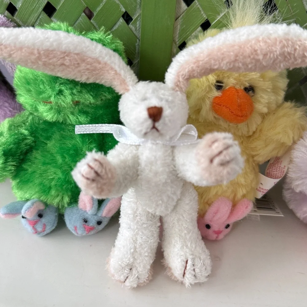 Russ Vintage Mini Easter Animals Bunny Slippers Plush Toys - Lot of 9